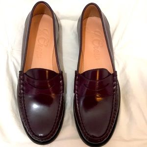 Brand new JCREW Spazzolato classic tab loafer shoes 9.5 Burgundy